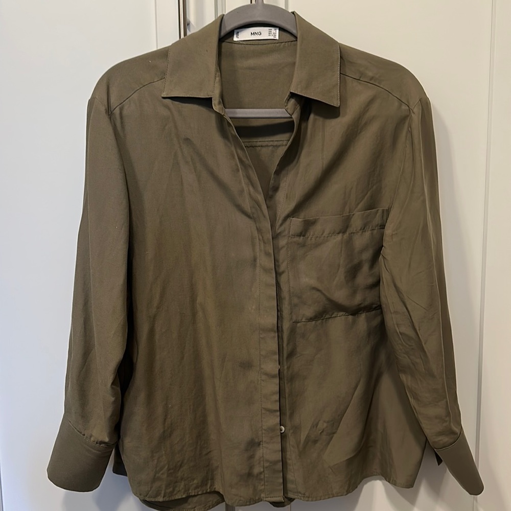 Green button up from Mango size 2. Perfect for work, day, cover up!